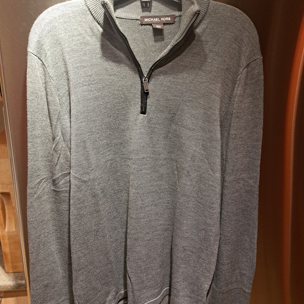 Michael Kors Men's Charcoal Zip-Up Sweater